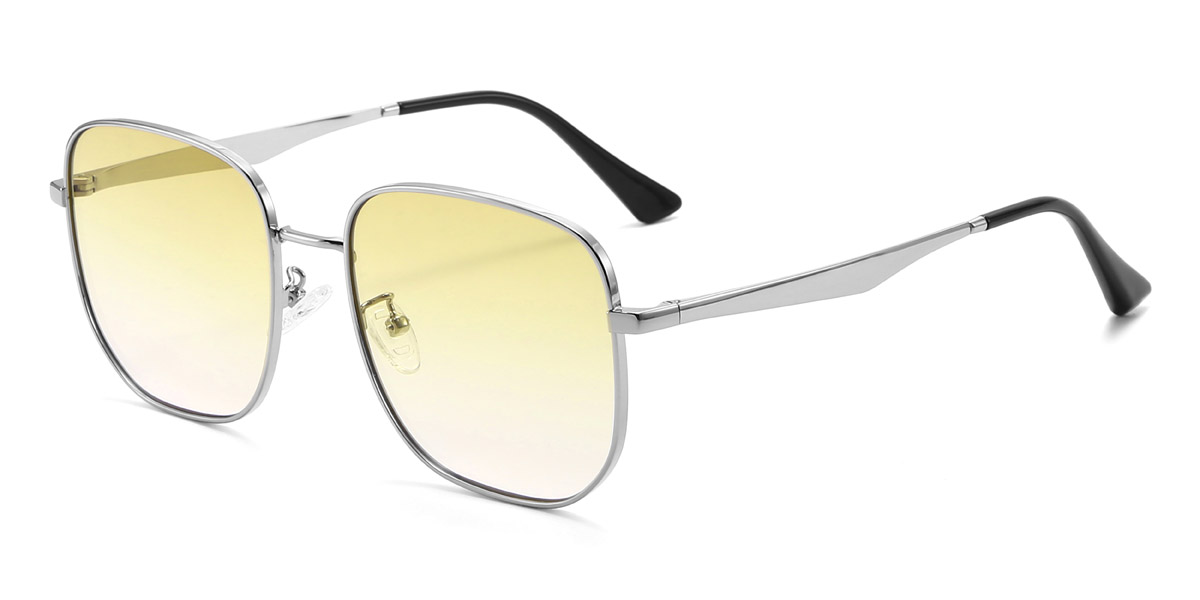 Silver Yellow Noemi - Square Sunglasses