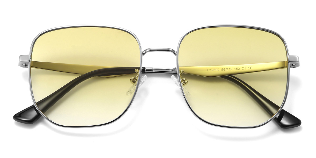 Silver Yellow Noemi - Square Sunglasses