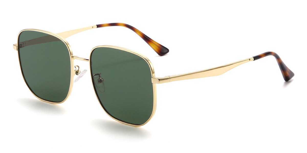 Gold Dark Green Noemi - Square Sunglasses