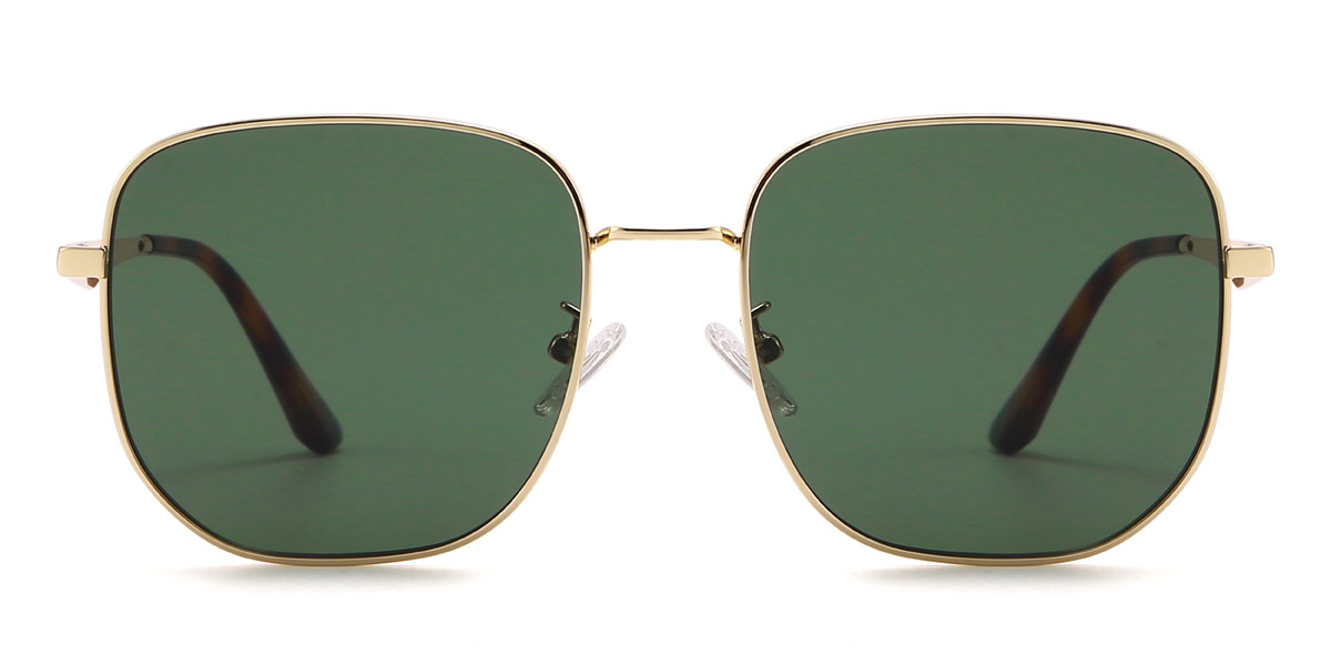 Gold Dark Green Noemi - Square Sunglasses