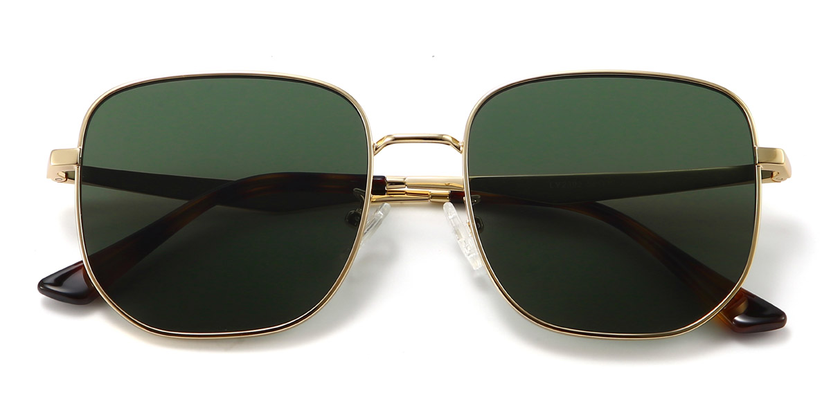 Gold Dark Green Noemi - Square Sunglasses