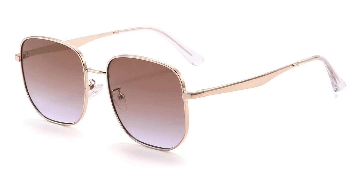 Or rose marron dégradé Noemi Lunettes - Square Sunglasses