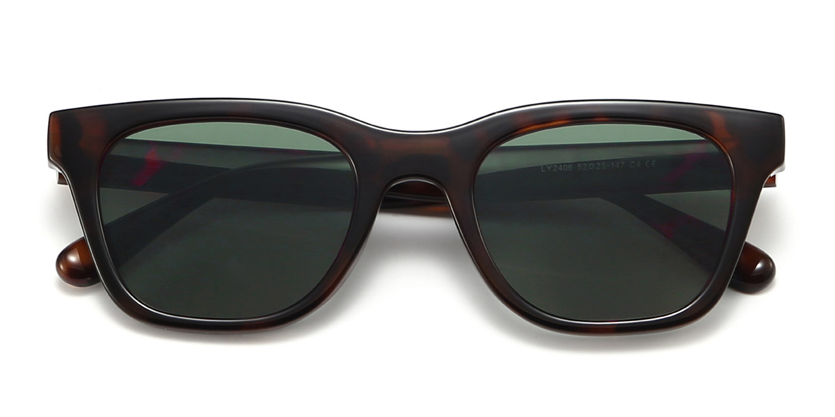 Tortoiseshell Dark Green Celine - Rectangle Sunglasses