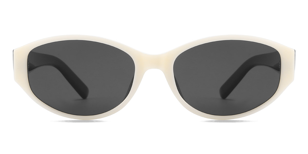 Beige Grey Kenny - Oval Sunglasses