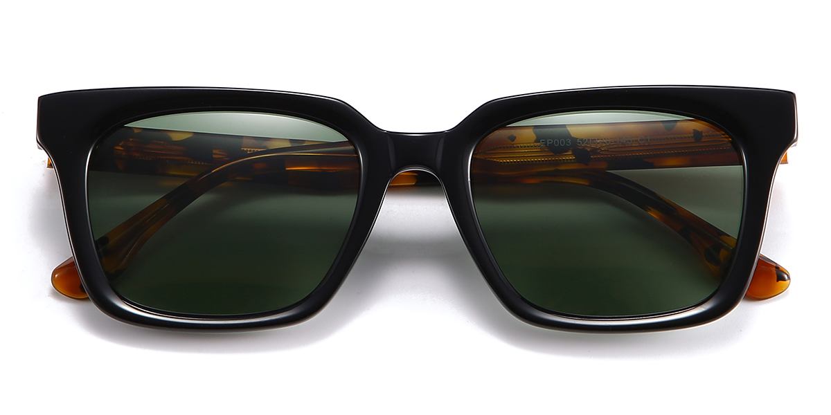 Negro Gris Tompkins Gafas - Rectangle Sunglasses