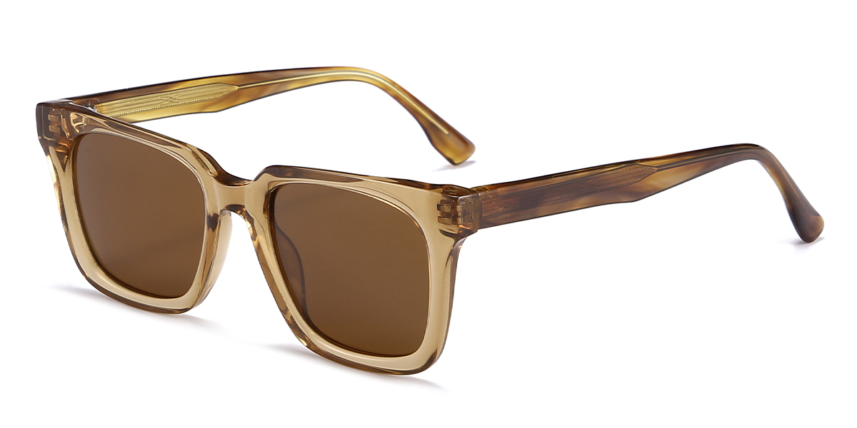 Transparent Brown Brown Tompkins - Rectangle Sunglasses