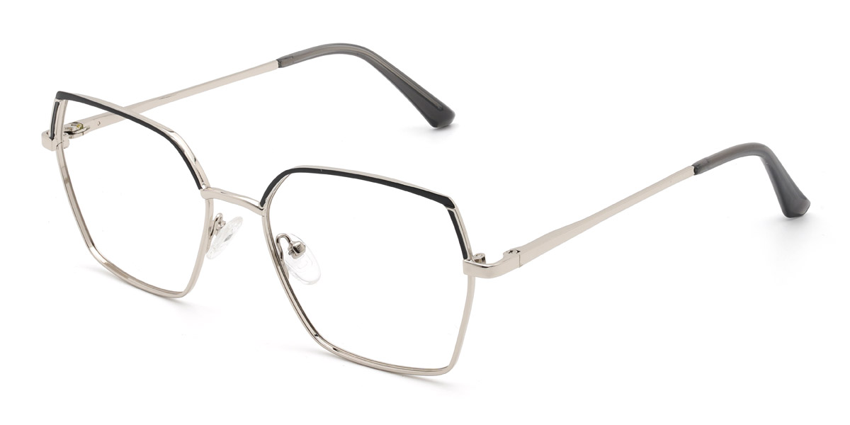 Black Silver Lamont - Rectangle Glasses