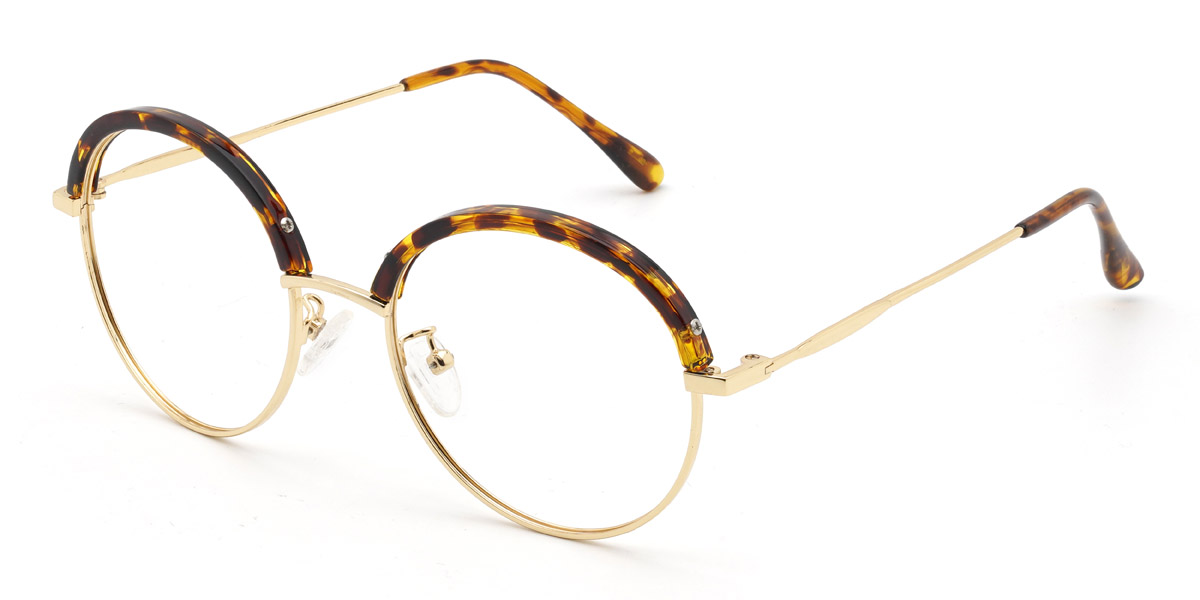 Gold Tortoiseshell Jacqui - Round Glasses