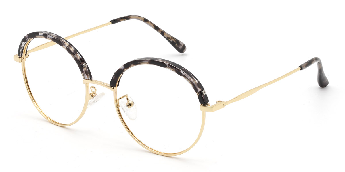 Gold Black Tortoiseshell Jacqui - Round Glasses