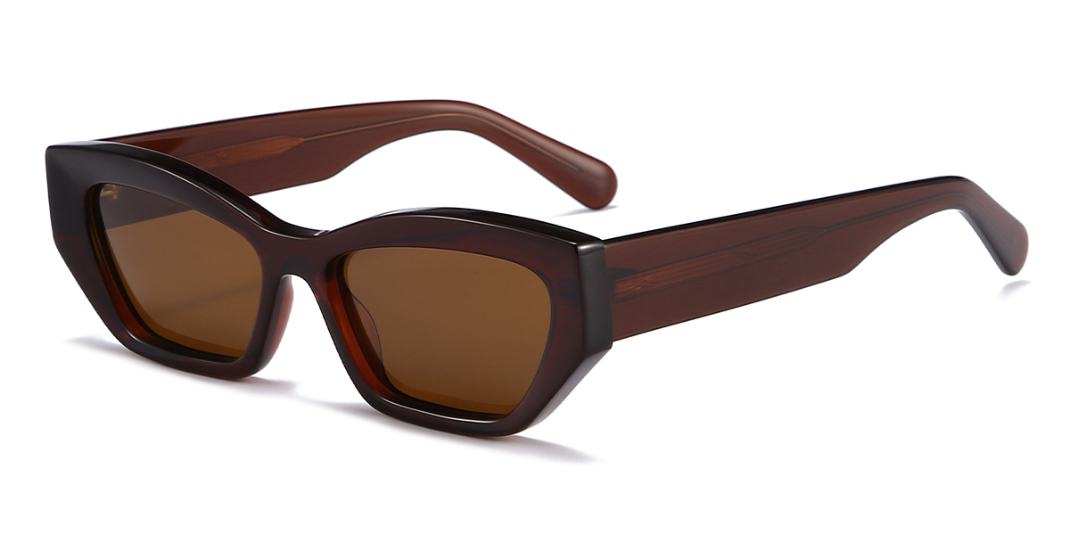 Brown Brown Renea - Rectangle Sunglasses