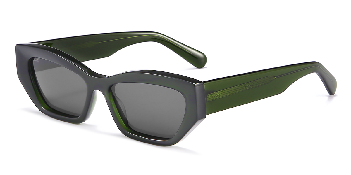 Dark Green Grey Renea - Rectangle Sunglasses