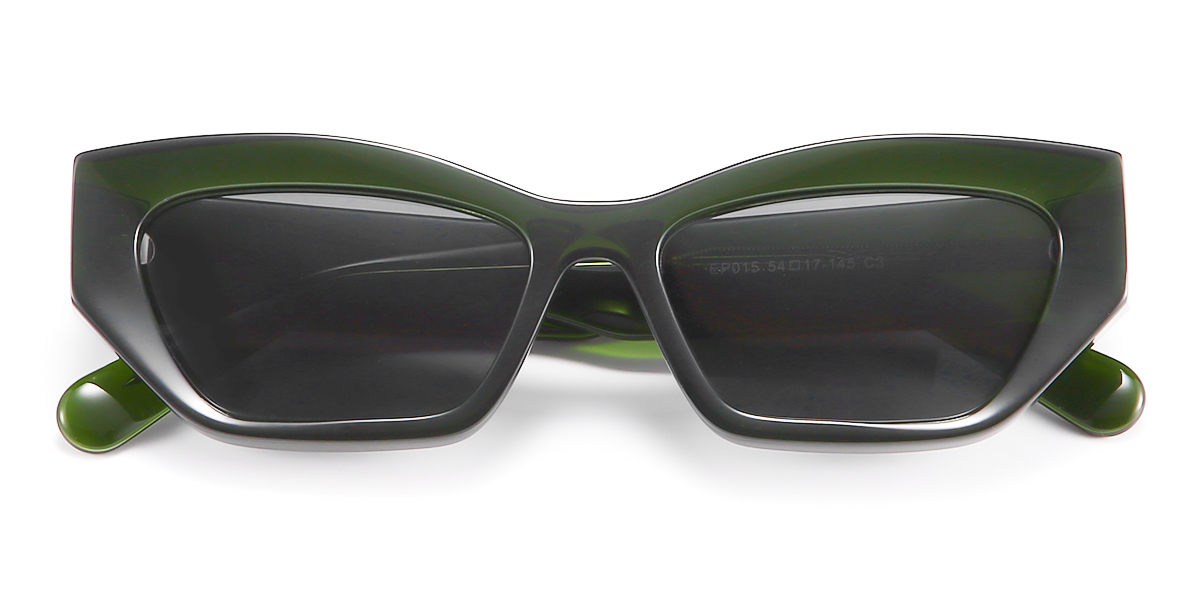 Dark Green Grey Renea - Rectangle Sunglasses