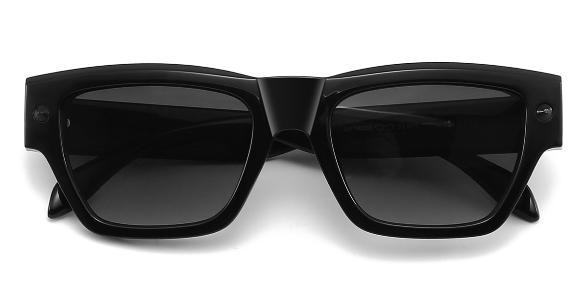 Negro Gris Kahle Gafas - Rectangle Sunglasses