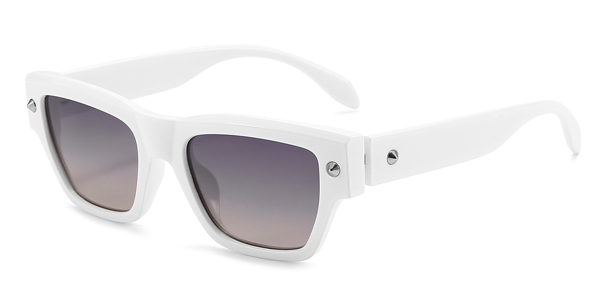 White Grey Kahle - Rectangle Sunglasses