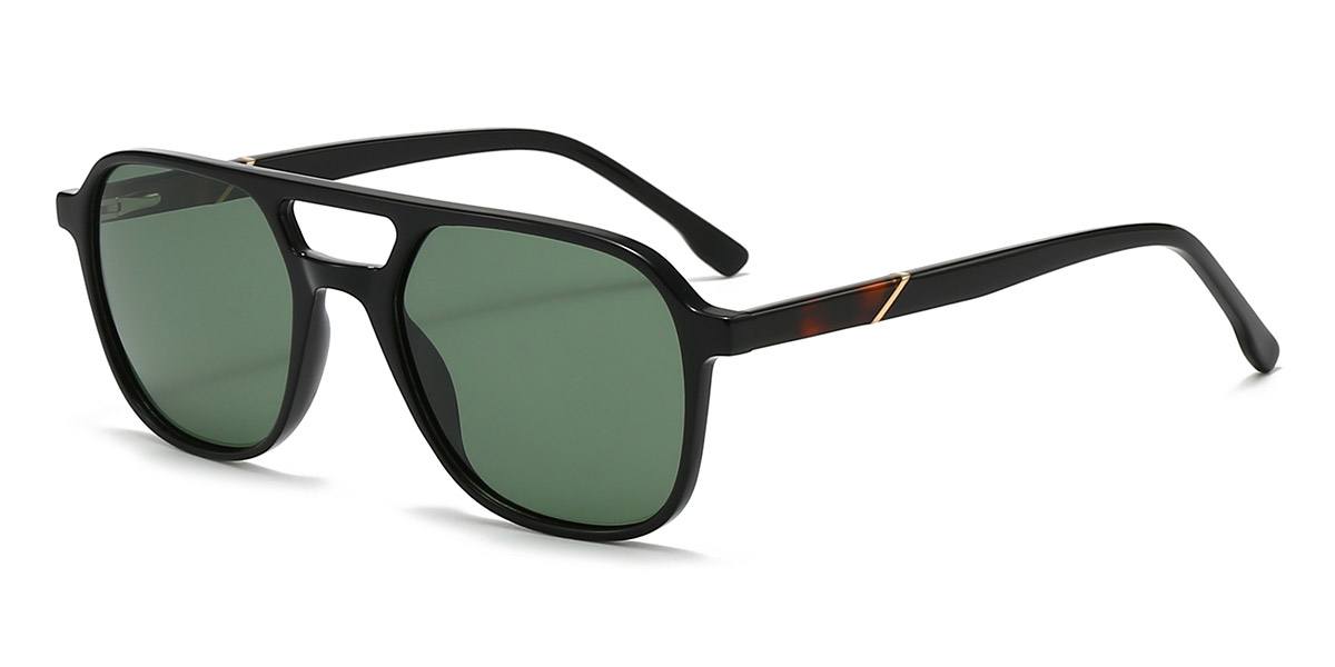 Black Dark Green Calhoun - Aviator Sunglasses