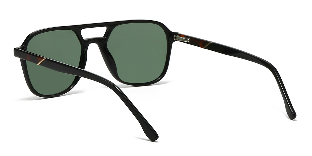 Black Dark Green Calhoun - Aviator Sunglasses