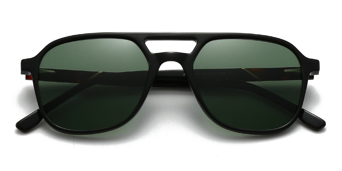 Black Dark Green Calhoun - Aviator Sunglasses