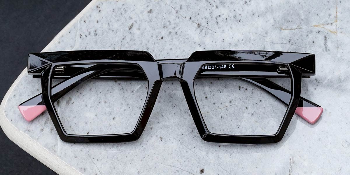 Black Neo - Rectangle Glasses