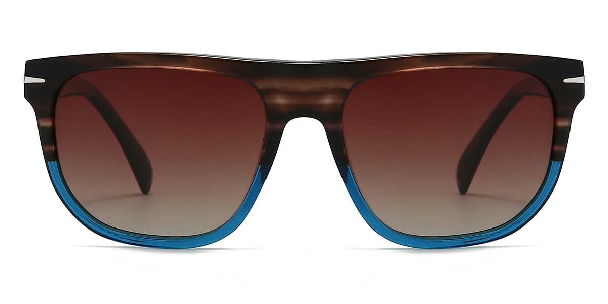 Veta de madera azul marrón Danny Gafas - Rectangle Sunglasses