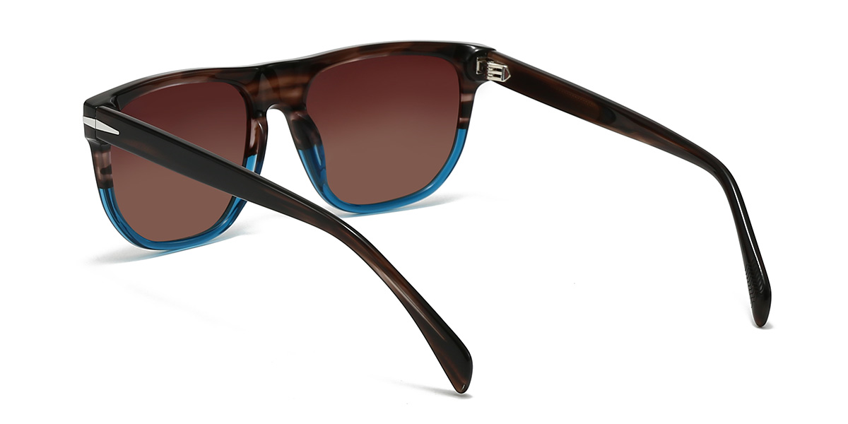 Veta de madera azul marrón Danny Gafas - Rectangle Sunglasses