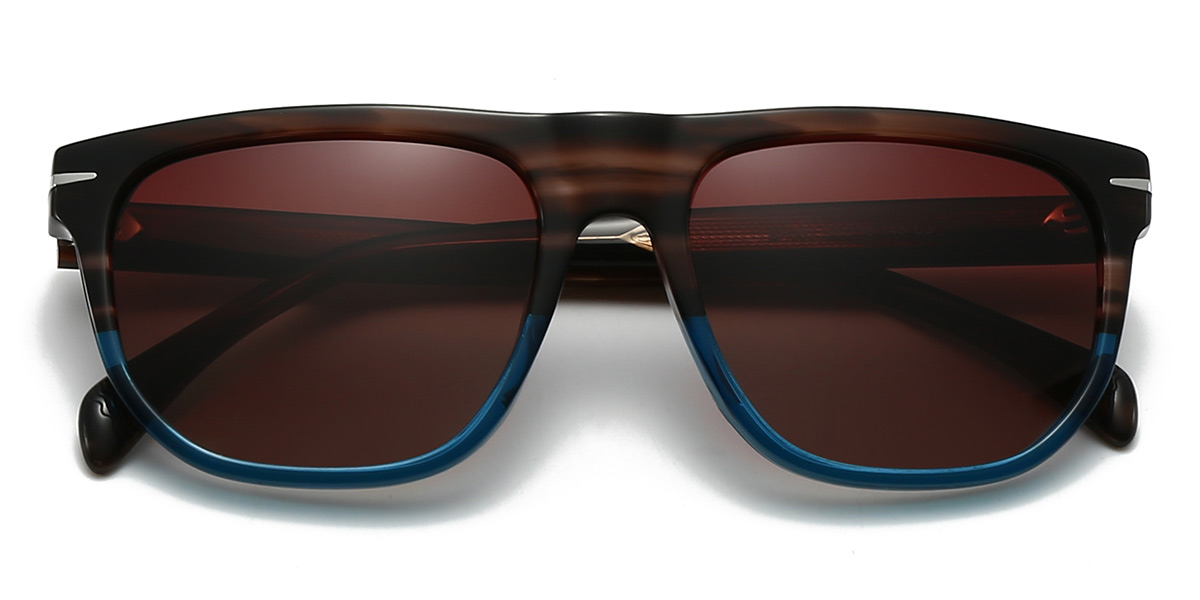 Veta de madera azul marrón Danny Gafas - Rectangle Sunglasses