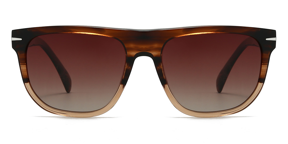 Veta de madera: rojiza marrón Danny Gafas - Rectangle Sunglasses