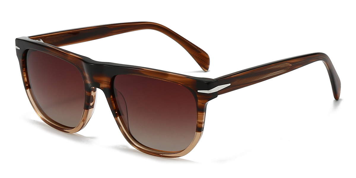 Veta de madera: rojiza marrón Danny Gafas - Rectangle Sunglasses