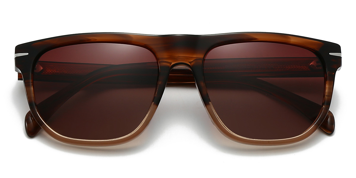 Veta de madera: rojiza marrón Danny Gafas - Rectangle Sunglasses