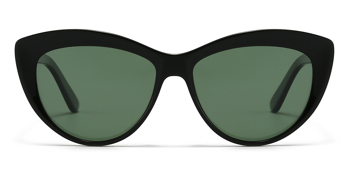 Negro Verde Oscuro Alyssa Gafas - Cat Eye Sunglasses