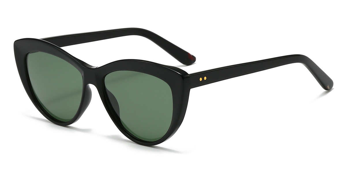 Negro Verde Oscuro Alyssa Gafas - Cat Eye Sunglasses