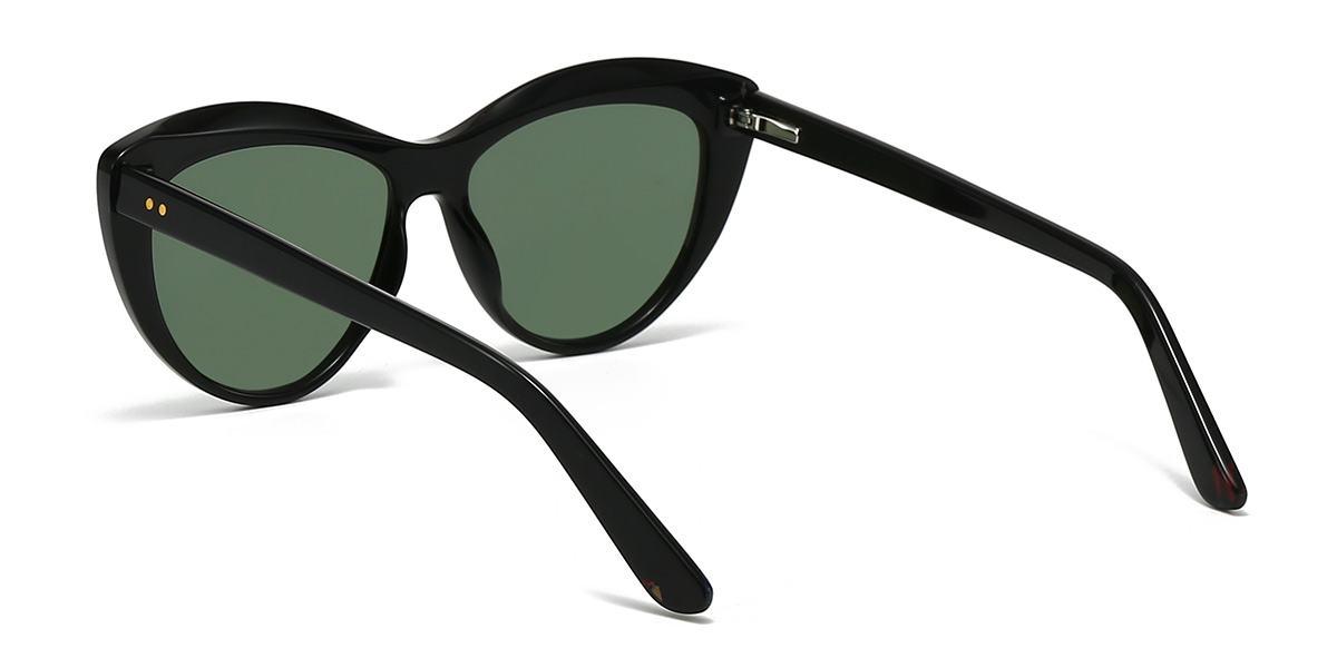 Negro Verde Oscuro Alyssa Gafas - Cat Eye Sunglasses