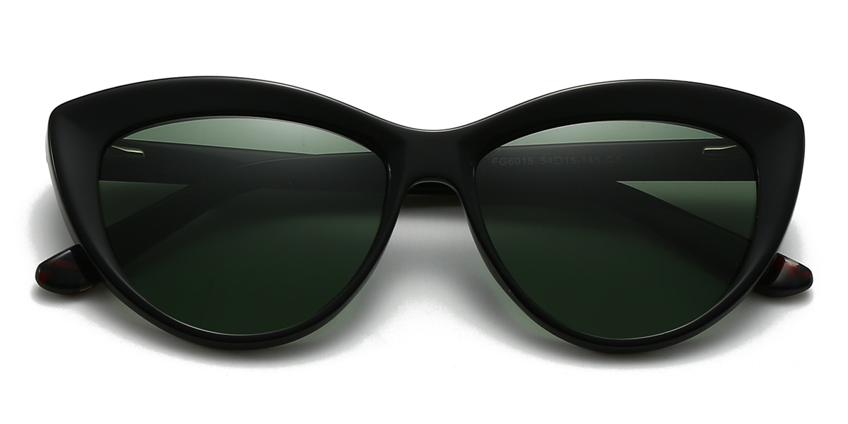 Negro Verde Oscuro Alyssa Gafas - Cat Eye Sunglasses