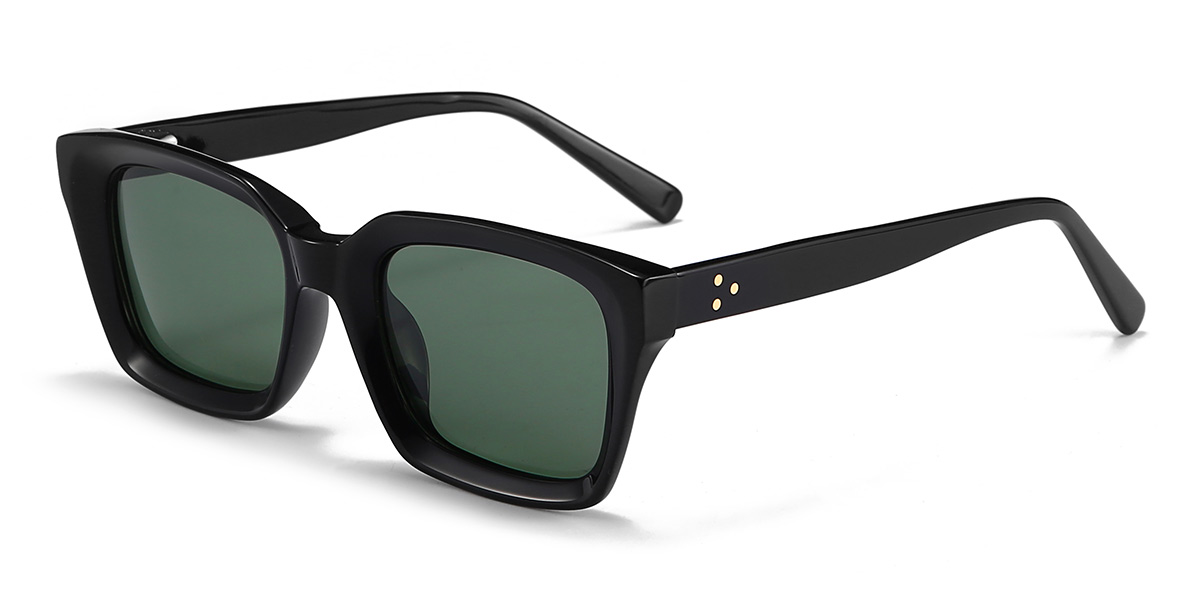 Negro Verde Oscuro Godfrey Gafas - Rectangle Sunglasses