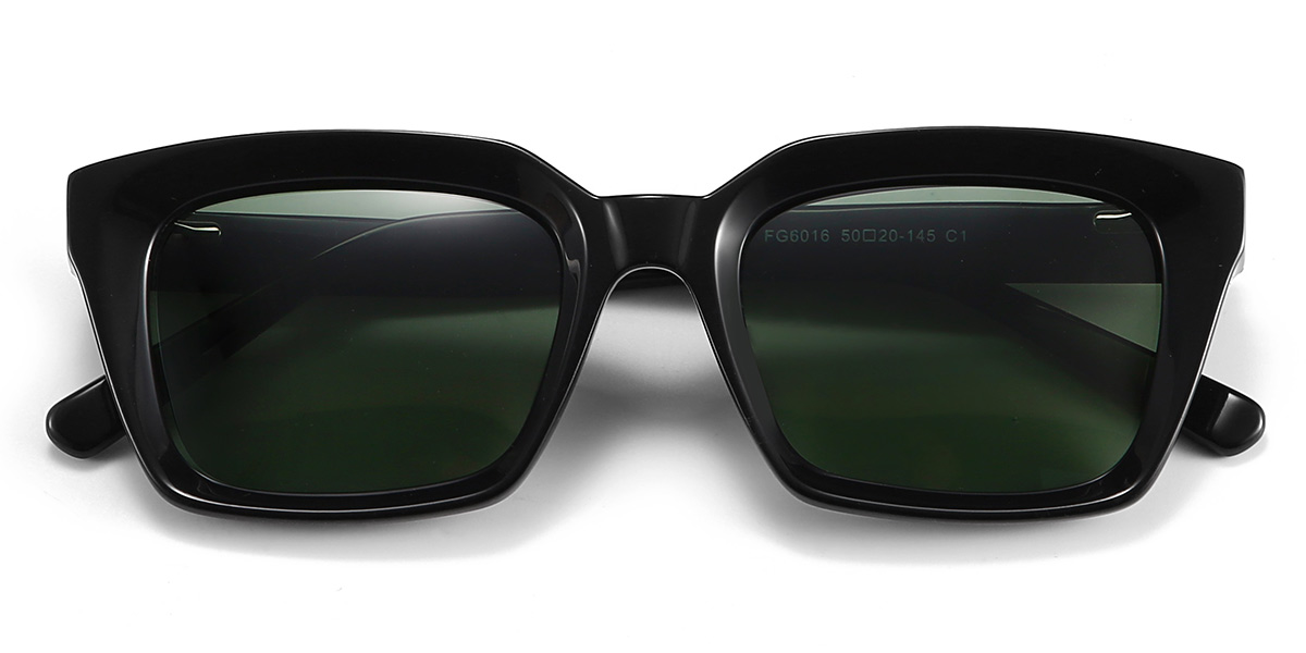 Negro Verde Oscuro Godfrey Gafas - Rectangle Sunglasses