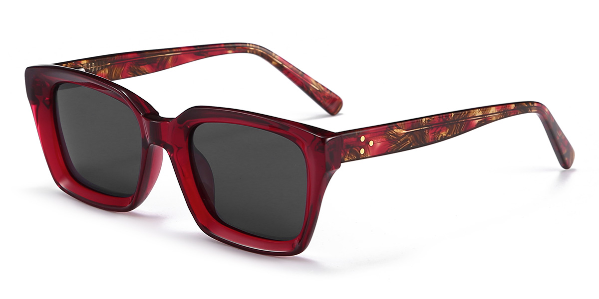 Rojo Gris Godfrey Gafas - Rectangle Sunglasses