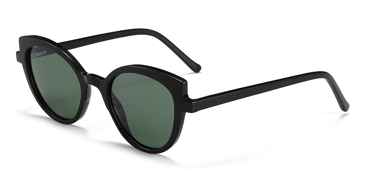 Negro Verde Oscuro Ivana Gafas - Cat Eye Sunglasses