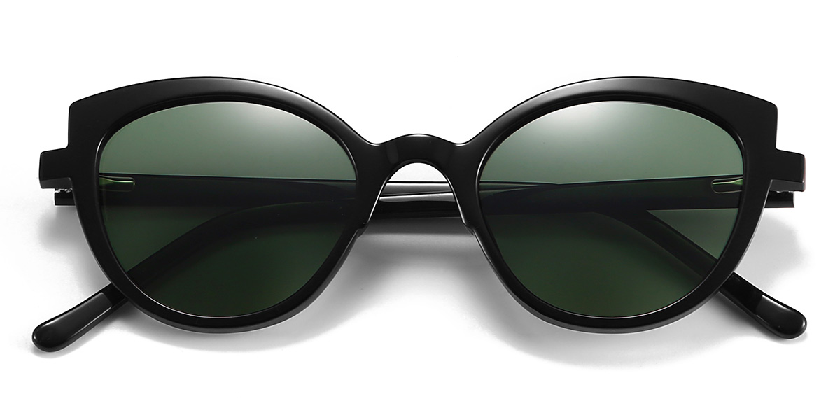 Negro Verde Oscuro Ivana Gafas - Cat Eye Sunglasses