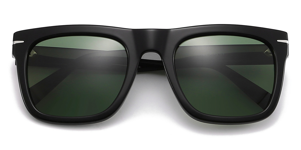 Negro Verde Oscuro Tianna Gafas - Square Sunglasses