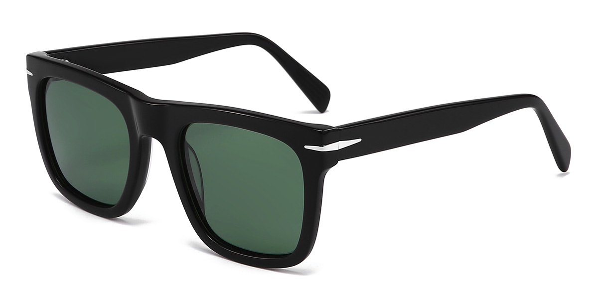 Negro Verde Oscuro Tianna Gafas - Square Sunglasses