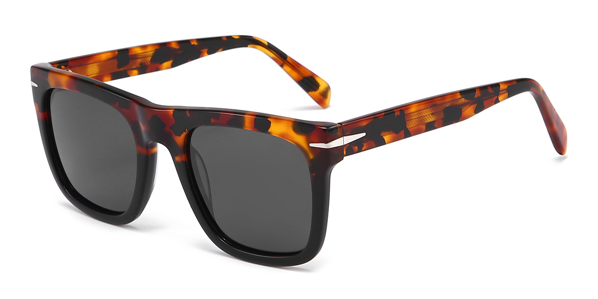 Tortoiseshell Grey Tianna Glasses - Square Sunglasses