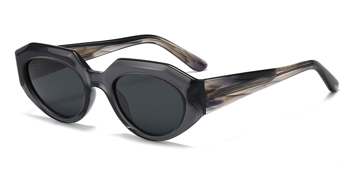Grey Grey Queena Glasses - Oval Sunglasses