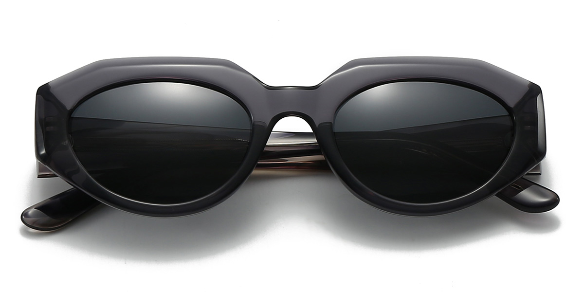 Grey Grey Queena Glasses - Oval Sunglasses