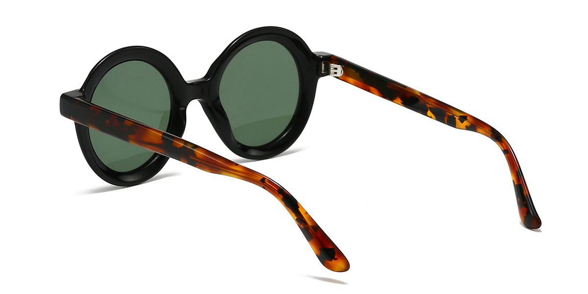 Schwarz Dunkelgrün Regina Brille - Round Sunglasses