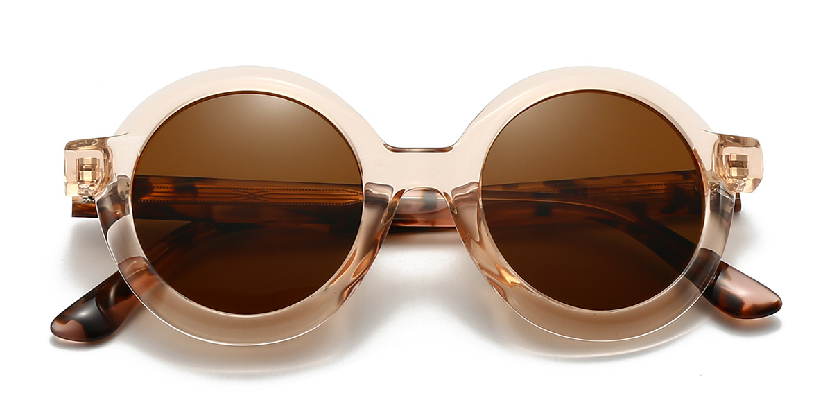 Champagner Braun Regina Brille - Round Sunglasses