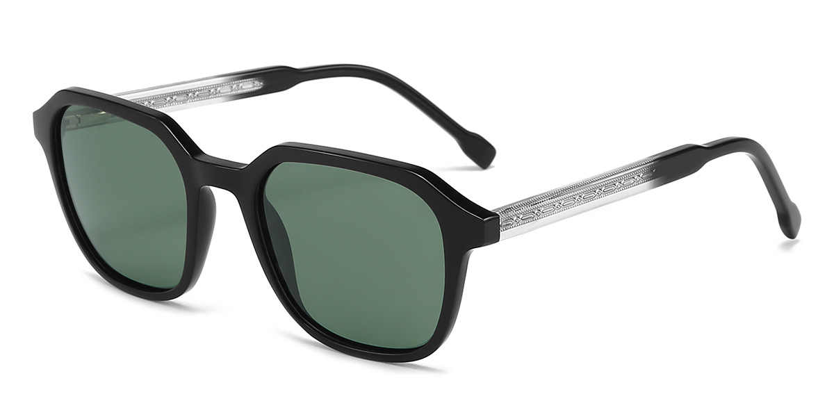 Schwarz Dunkelgrün Darian Brille - Rectangle Sunglasses