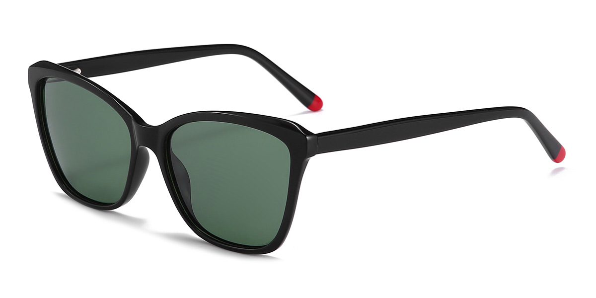 Negro Verde Oscuro Joanna Gafas - Cat Eye Sunglasses