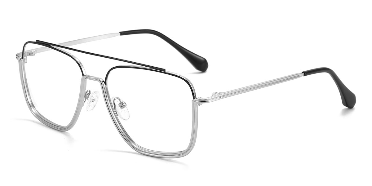 Noir Argent Flynn Lunettes - Aviator Glasses