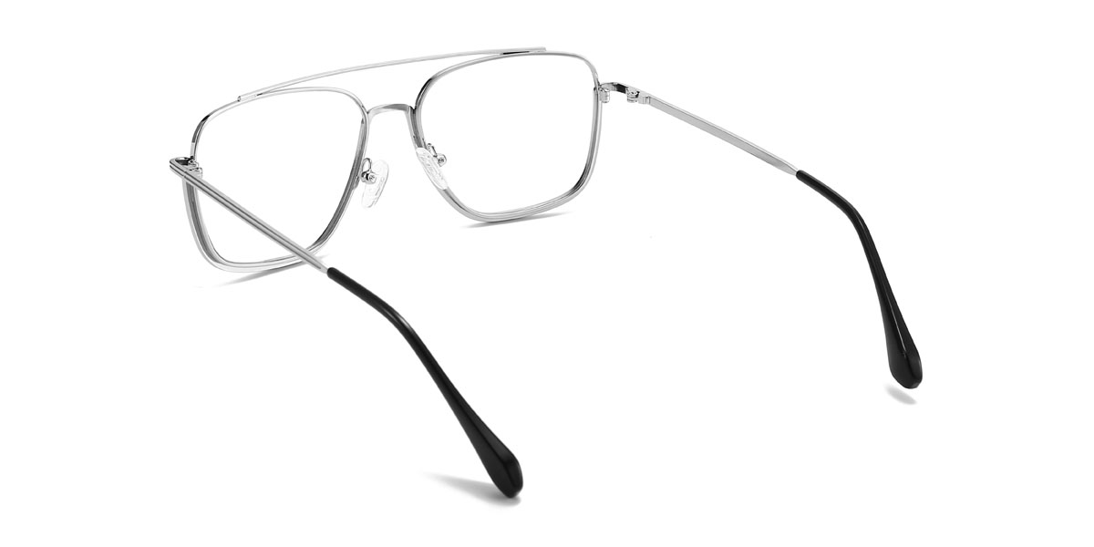 Black Silver Flynn Glasses - Aviator Glasses