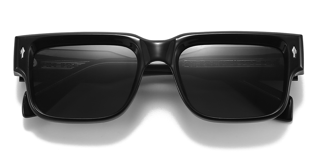 Black Grey Eddie Glasses - Rectangle Sunglasses