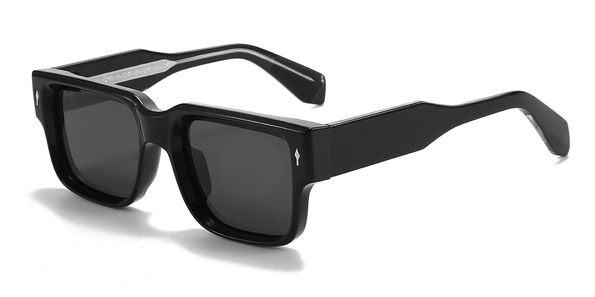 Black Grey Eddie Glasses - Rectangle Sunglasses